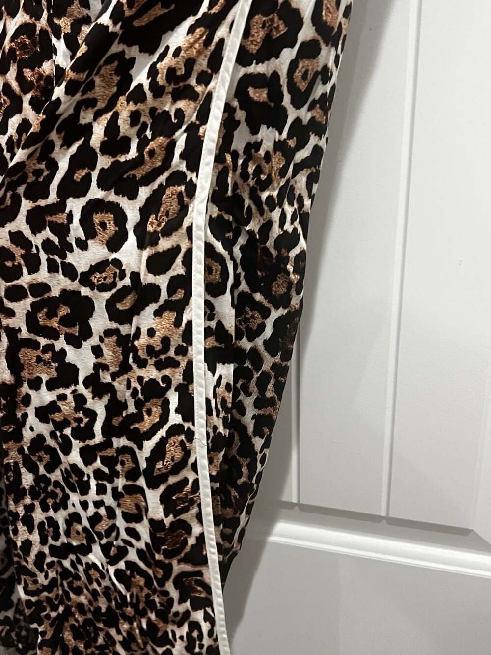 Aerie Off-Duty Satin Leopard Print Piping Pajama Trouser Pants - Picture 4 of 9
